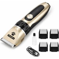 nobleza - Leise Hunde Akku Schermaschine Set – Elektrischer Tierhaarschneider Kabellos mit 4 Aufsätzen, USB, Präzisionsklinge – Fellschneider für Hunde & Katzen, Gold/Schwarz von nobleza