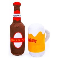 nobleza Plüsch Hundespielzeug – Bierflasche oder Bierglas mit Quietschfunktion | Weich, Lustig & Beißfest aus Polyester S von nobleza