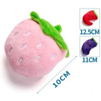 nobleza Plüschspielzeug für Hunde & Katzen – Weiches Kauspielzeug in 3 Motiven (Erdbeere, Chili, Aubergine) | Kuschelig & Bissfest aus Polyester rosa von nobleza