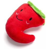 nobleza Plüschspielzeug für Hunde & Katzen – Weiches Kauspielzeug in 3 Motiven (Erdbeere, Chili, Aubergine) | Kuschelig & Bissfest aus Polyester rot von nobleza