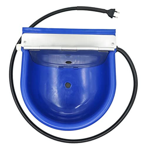 Beheizte Tränke für Pferde, für den Außenbereich, automatisch, mit verstellbarem Schwimmerventil & Abflussloch, für Rinder, Ziegen, Tränke (EU), Dunkelblau von Svauoumu