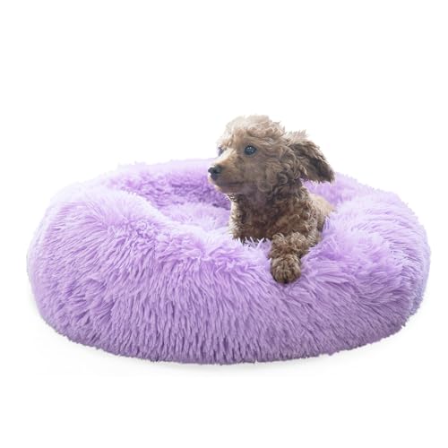 Hundebett für kleine Hunde, 48,3 cm, Donut-Kuschel-Plüsch-Katze, Beruhigungsbett mit maschinenwaschbar, rutschfest, flauschig, für Hunde und Katzen, beruhigendes Kissen für Gelenkentlastung und von nononfish