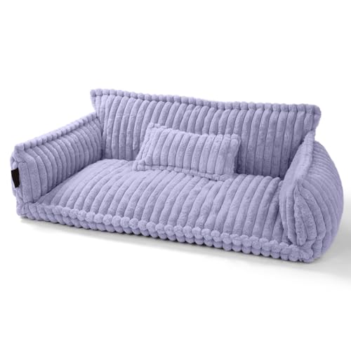 noviclass® Haustiersofa Chaffar | Katzensofa Hundesofa | Orthopädische Matratze | Moderner Stil | Cord-Design Größen (Flieder, XL (120cm)) von noviclass