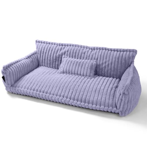 noviclass® Haustiersofa Chaffar | Katzensofa Hundesofa | Orthopädische Matratze | Moderner Stil | Cord-Design Größen (Flieder, XXL (140cm)) von noviclass