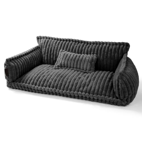 noviclass® Haustiersofa Chaffar | Katzensofa Hundesofa | Orthopädische Matratze | Moderner Stil | Cord-Design Größen (Kohle, XL (120cm)) von noviclass