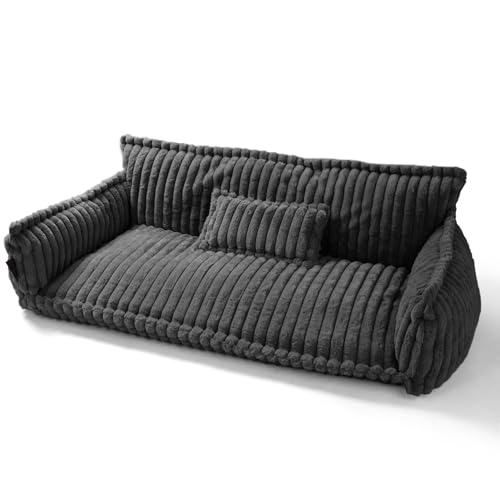 noviclass® Haustiersofa Chaffar | Katzensofa Hundesofa | Orthopädische Matratze | Moderner Stil | Cord-Design Größen (Kohle, XXL (140cm)) von noviclass