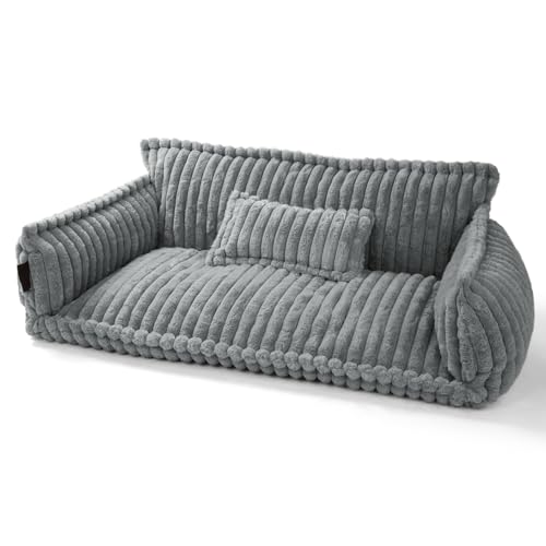 noviclass® Haustiersofa Chaffar | Katzensofa Hundesofa | Orthopädische Matratze | Moderner Stil | Cord-Design Größen (Lichtgrau, XL (120cm)) von noviclass
