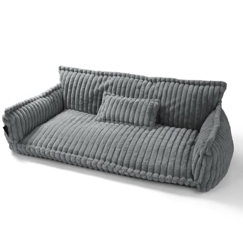 noviclass® Haustiersofa Chaffar | Katzensofa Hundesofa | Orthopädische Matratze | Moderner Stil | Cord-Design Größen (Lichtgrau, XXL (140cm)) von noviclass