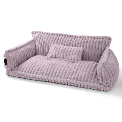 noviclass® Haustiersofa Chaffar | Katzensofa Hundesofa | Orthopädische Matratze | Moderner Stil | Cord-Design Größen (Zartrosa, XL (120cm)) von noviclass