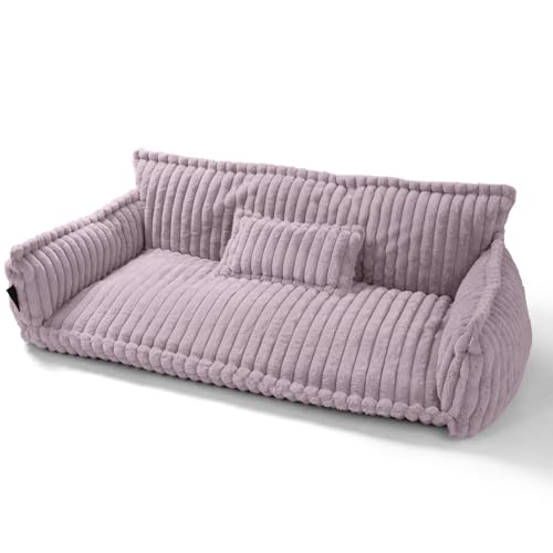 noviclass® Haustiersofa Chaffar | Katzensofa Hundesofa | Orthopädische Matratze | Moderner Stil | Cord-Design Größen (Zartrosa, XXL (140cm)) von noviclass