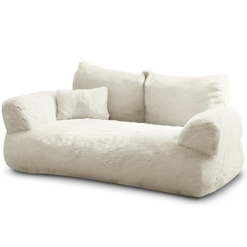 noviclass® Katzensofa Simba Katzen Hundesofa | Inklusive Mini-Kissen | 70x48cm | Katzenbett Hundebett kleine Hunde | Flauschig ausreichend gefüttert | Bezug abnehmbar (Creme) von noviclass