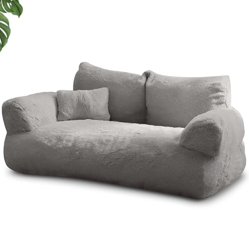 noviclass® Katzensofa Simba Katzen Hundesofa in Grau | Inklusive Mini-Kissen | 70x48cm | Katzenbett Hundebett kleine Hunde | Flauschig ausreichend gefüttert | Bezug abnehmbar von noviclass