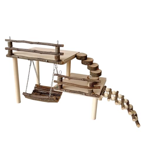 nuanzhiyuan Geräumiges Hamsterschaukel-Kletterset aus Holz, für stundenlange Unterhaltung und Bewegung für neugierige Hamster von nuanzhiyuan