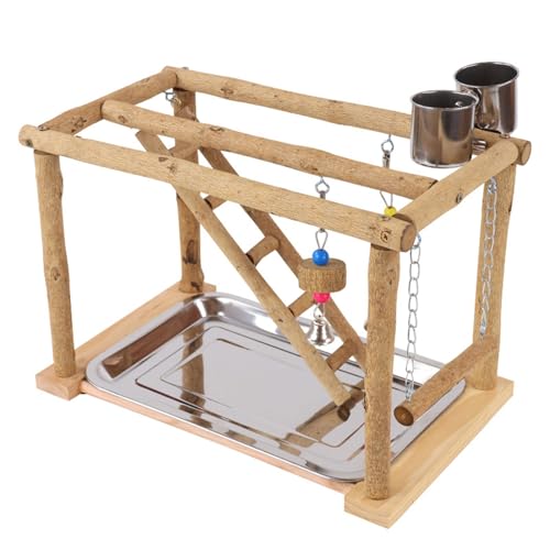 nuanzhiyuan Vogelschaukel, Papageien Käfig Spielzeug, Holzschaukel mit Spielzeugtablett Fütterungstassen Training für kleine Größe Vögel Papageien von nuanzhiyuan