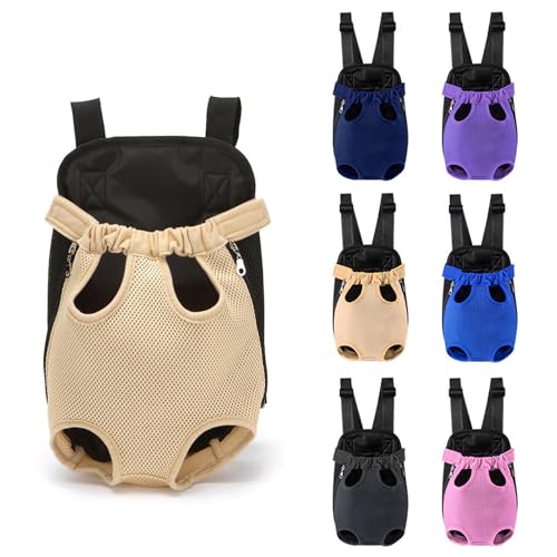 Hund Front-Rucksack, Outdoor Haustiere Umhängetasche Brustgurt Reisetasche Beine aus Front Rucksack Carrier für Hunde Katzen und Kaninchen (Beige, M) von nulala