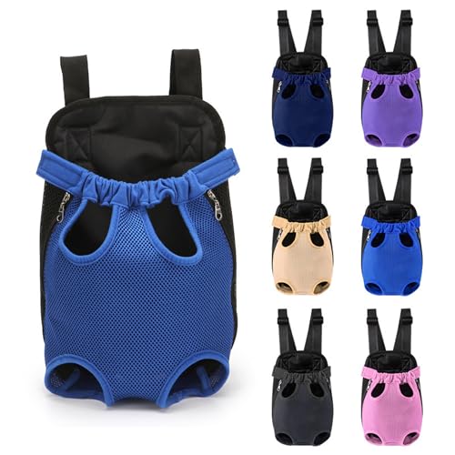 Hund Front-Rucksack, Outdoor Haustiere Umhängetasche Brustgurt Reisetasche Beine aus Front Rucksack Carrier für Hunde Katzen und Kaninchen (Blau, L) von nulala