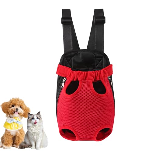 Hunde Rucksack für 2.5-3.5 kg, Verstellbare Welpen Haustier Rucksack Hund Tragetasche, Camping und Reisen, Schultertasche für kleine und mittelgroße Hunde, Katzen, Kaninchen (Rot, M) von nulala