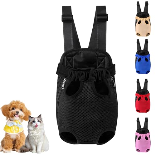 Hunde Rucksack für 1-2.5 kg, Verstellbare Welpen Haustier Rucksack Hund Tragetasche, Camping und Reisen, Schultertasche für kleine und mittelgroße Hunde, Katzen, Kaninchen (Schwarz, S) von nulala