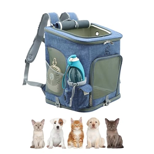 Tragbarer Hundetragerucksack, Hundetrage-Reisetasche für kleine, mittelgroße Hunde und Katzen zum Wandern, Camping, Outdoor-Aktivitäten (Blau, L) von nulala