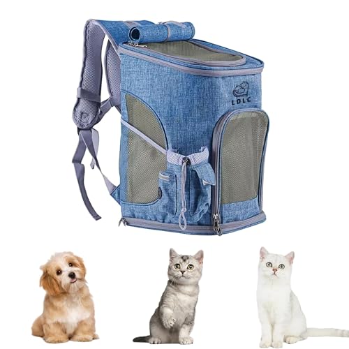 Tragbarer Hundetragerucksack, Hundetrage-Reisetasche für kleine, mittelgroße Hunde und Katzen zum Wandern, Camping, Outdoor-Aktivitäten (Blau, M) von nulala
