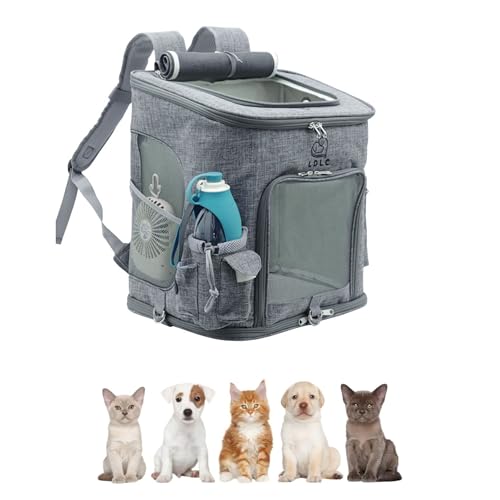 Tragbarer Hundetragerucksack, Hundetrage-Reisetasche für kleine, mittelgroße Hunde und Katzen zum Wandern, Camping, Outdoor-Aktivitäten (Grau, L) von nulala