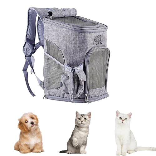 Tragbarer Hundetragerucksack, Hundetrage-Reisetasche für kleine, mittelgroße Hunde und Katzen zum Wandern, Camping, Outdoor-Aktivitäten (Grau, M) von nulala