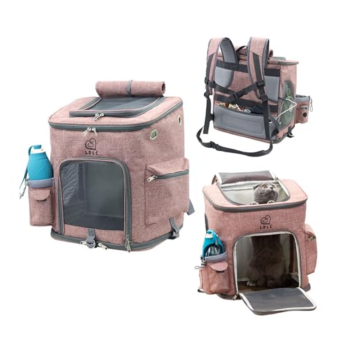 Tragbarer Hundetragerucksack, Hundetrage-Reisetasche für kleine, mittelgroße Hunde und Katzen zum Wandern, Camping, Outdoor-Aktivitäten (Rosa, L) von nulala