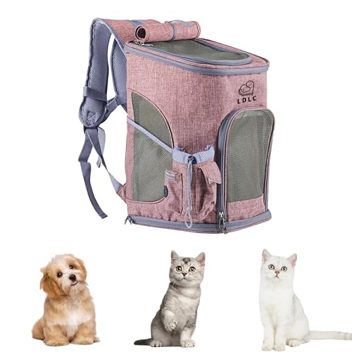 Tragbarer Hundetragerucksack, Hundetrage-Reisetasche für kleine, mittelgroße Hunde und Katzen zum Wandern, Camping, Outdoor-Aktivitäten (Rosa, M) von nulala