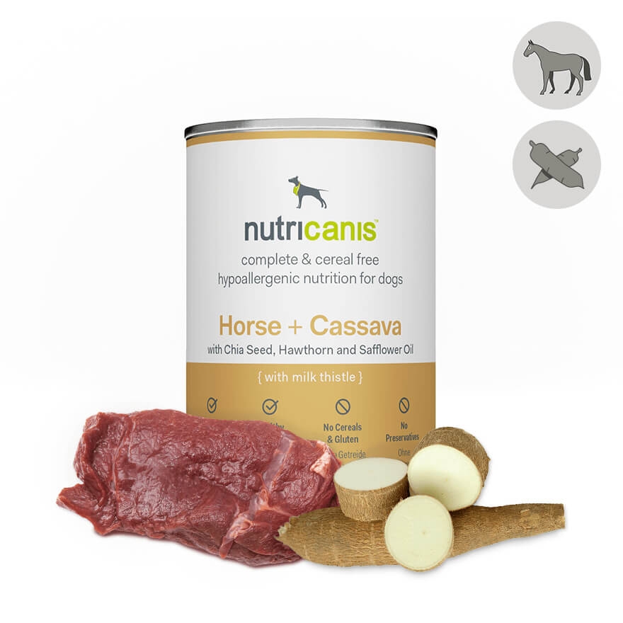 nutricanis 12 x 200 g Pferd + Cassava hypoallergenes Nassfutter Hund von nutricanis