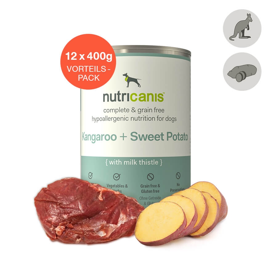 nutricanis 12 x 400 g K�nguru + S��kartoffel Nassfutter Hund von nutricanis