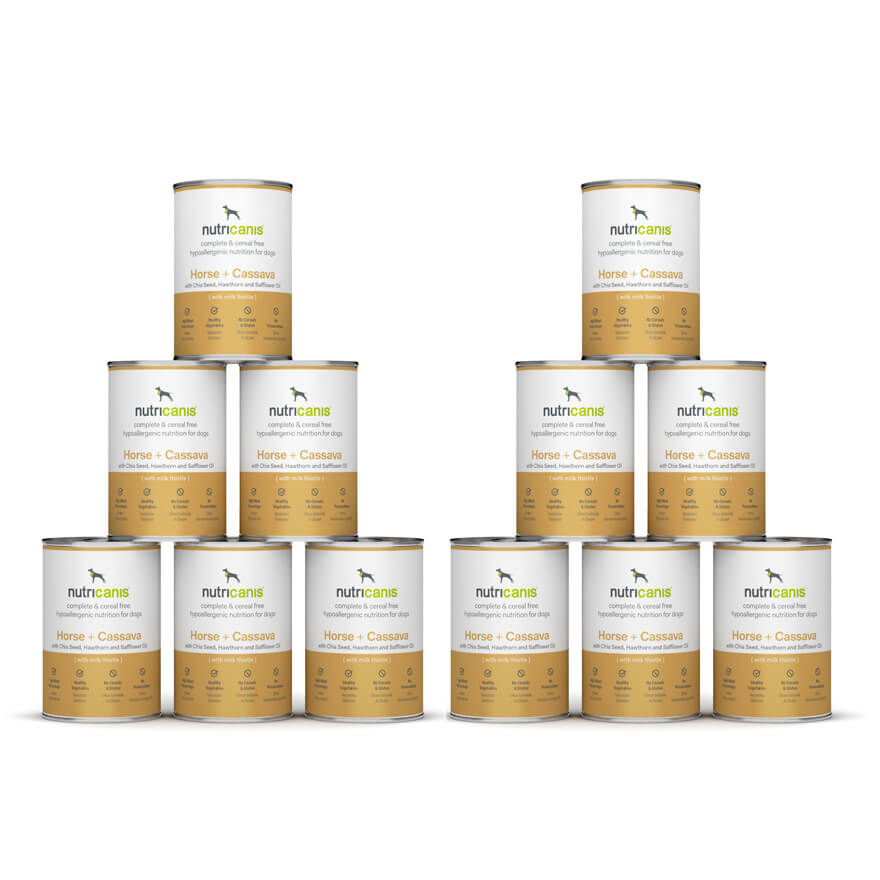 nutricanis 12 x 400 g Pferd + Cassava hypoallergenes Nassfutter Hund von nutricanis