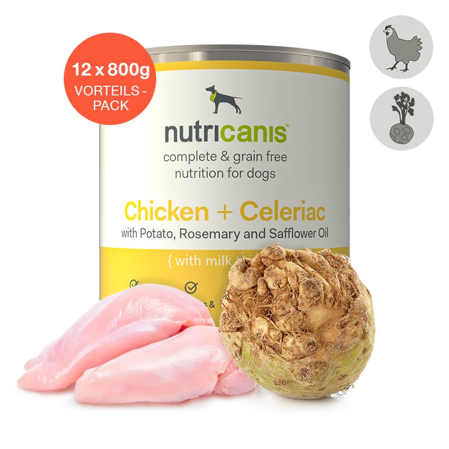 nutricanis 12 x 800 g Huhn + Sellerie Nassfutter Hund von nutricanis