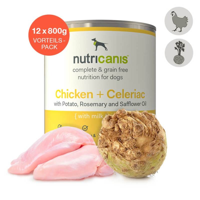 nutricanis 12 x 800 g Huhn + Sellerie Nassfutter Hund von nutricanis