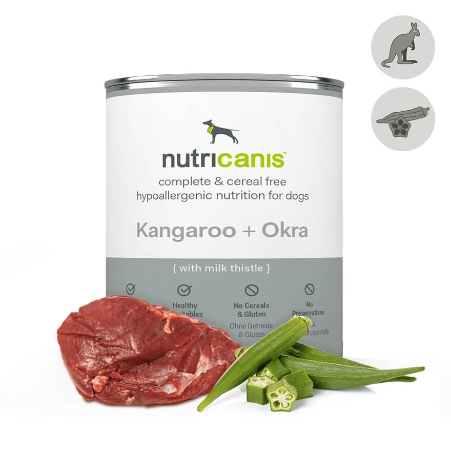 nutricanis 12 x 800 g K�nguru + Okra hypoallergenes Nassfutter Hund von nutricanis