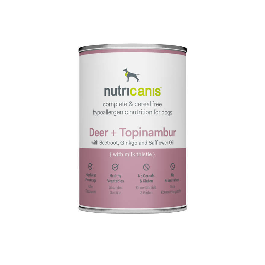 nutricanis 6 x 200 g Hirsch + Topinambur hypoallergenes Nassfutter Hund von nutricanis