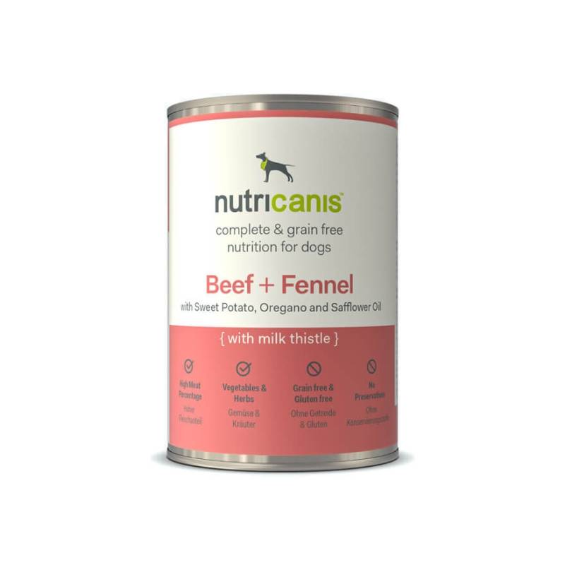nutricanis 6 x 200 g Rind + Fenchel Nassfutter Hund von nutricanis