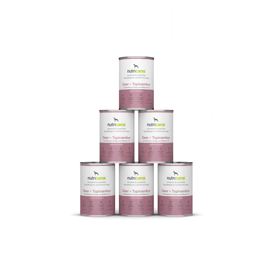 nutricanis 6 x 400 g Hirsch + Topinambur hypoallergenes Nassfutter Hund von nutricanis