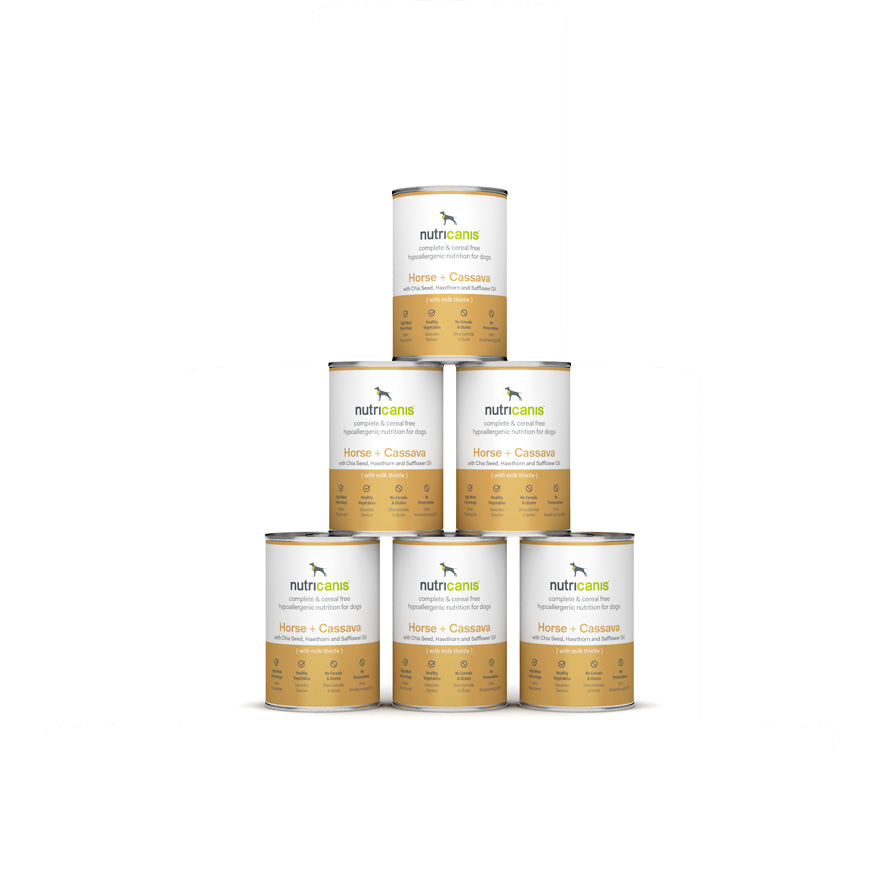 nutricanis 6 x 400 g Pferd + Cassava hypoallergenes Nassfutter Hund von nutricanis