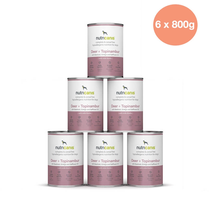 nutricanis 6 x 800 g Hirsch + Topinambur hypoallergenes Nassfutter Hund von nutricanis