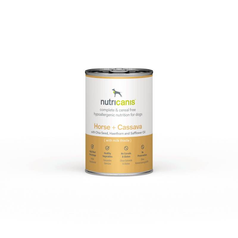 nutricanis 6 x 800 g Pferd + Cassava hypoallergenes Nassfutter Hund von nutricanis