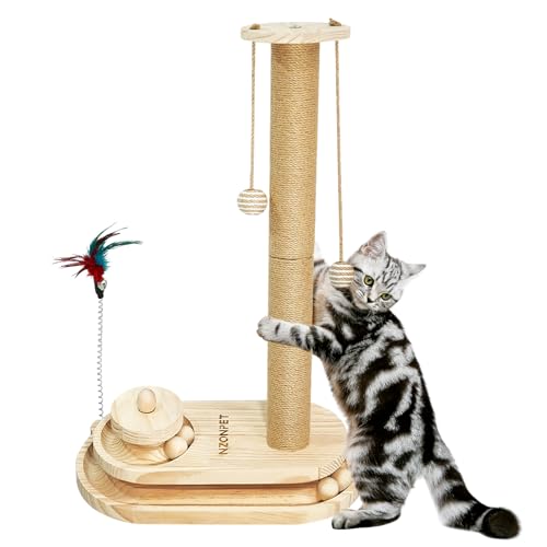 NZONPET Kratzbaum für Katzen, 87,1 cm hoch, Premium-Sisal-Seil-Kratzbäume für Kätzchen und erwachsene Katzen, natürliches Seil, Holzkugelbahn, interaktives Spielzeug mit baumelnden Bällen NZONPET Kratzbaum für Katzen, 87,1 cm hoch, Premium-Sisal-Seil-Kratzbäume für Kätzchen und erwachsene Katzen, natürliches Seil, Holzkugelbahn, interaktives Spielzeug mit baumelnden Bällen von nzonpet