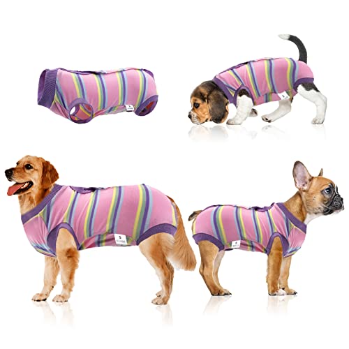 oUUoNNo Hunde-Erholungsanzug, Hunde-OP-Anzug für Bauchwunden, Hund nach der Operation, Hundekegel und E-Halsband, verhindert das Lecken von Hunden (2XL, rosa) von oUUoNNo