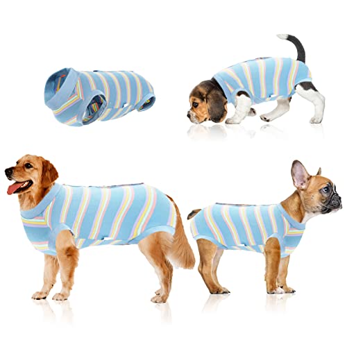 oUUoNNo Hunde-Erholungsanzug, Hunde-OP-Anzug für Bauchwunden, Hund nach der Operation, Hundekegel und E-Halsband, verhindert das Lecken von Hunden (3XL, blau) von oUUoNNo