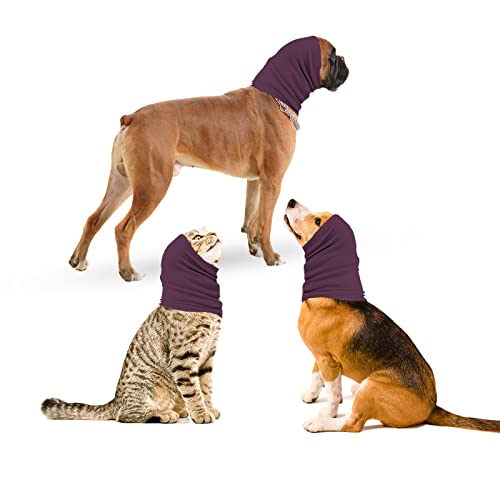 oUUoNNo Hundeschal für Hals- und Ohrenwärmer für Hunde, beruhigende Snood-Ohrabdeckungen für Haustiere zur Linderung und Pflege von Angstzuständen, Ohrenschützer für Hunde und Katzen (S, Violett) von oUUoNNo