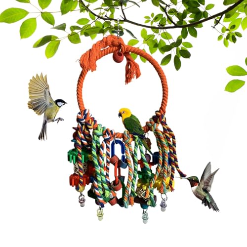 objbhuely Sittichschaukel, bunter Ring, Papageienschaukel, Vogelzubehör – Baumwollseil, Nymphensittichkäfig-Zubehör für Kauen, Anreicherung, Klettern, Indoor Outdoor, Finken, , Sittiche von objbhuely