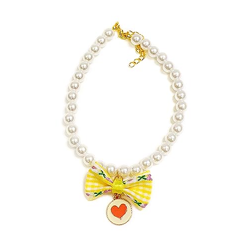 ohodhmnu Modisches Katzenhalsband mit Schleife, Dekoration, Perlen-Halskette, Welpen, Kätzchen, Zubehör, verstellbar ohodhmnu Modisches Katzenhalsband mit Schleife, Dekoration, Perlen-Halskette, Welpen, Kätzchen, Zubehör, verstellbar von ohodhmnu