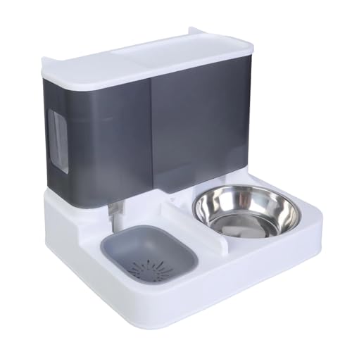 2in1 Hunde Doppelschüssel Feeder Klarer Wasserspender Und Lebensmittelschale Haustier Automatische Wasserer Große Kapazität Fütterungszubehör Katzen Wasserspender von omiinitio