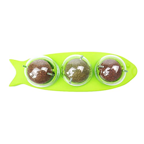 omiinitio 3 Geschmacksrichtungen Für Katze Licking Ball Wandbällchen Spinner Spielzeug Kätzchen Essbare Silvervine Ball Natural von omiinitio