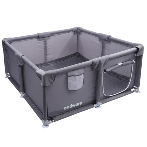 Welpenkiste für Hunde, 121,9 x 121,9 x 45,7 cm, für Hunde und Welpen, insgesamt 150D Oxford-Gewebe mit wasserdichtem Welpen-Unterlage, Ausweishalsbänder für mittelgroße und kleine Hunde von ondware