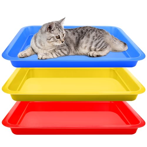 Katzentoilette für Katzen, Katzenkisterl, Katzenklo mit Klappe, 43 x 34 x 5,6 cm, offen, für Katzen, Kaninchen, Meerschweinchen, kleine Haustiere, 3 Farben, 3 Stück Katzentoilette für Katzen, Katzenkisterl, Katzenklo mit Klappe, 43 x 34 x 5,6 cm, offen, für Katzen, Kaninchen, Meerschweinchen, kleine Haustiere, 3 Farben, 3 Stück von oneant